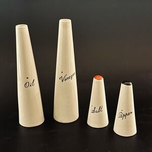Vintage MCM Freeman Lederman Condiment Set Japan Oil Vinegar Salt Pepper